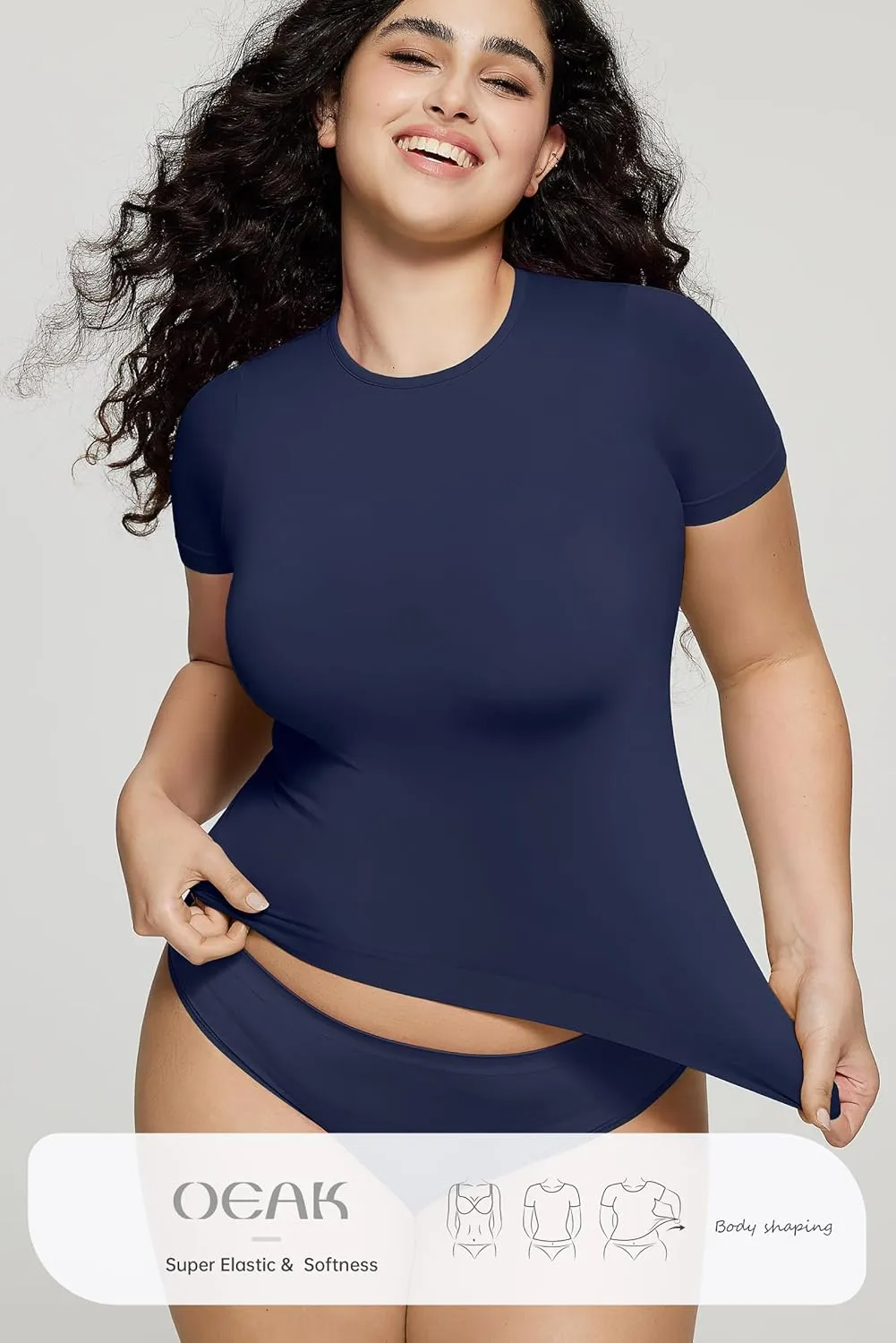 OEAK Womens T-Shirts Short Sleeve Shirts Crew Neck Basic Tees Soft Smoothing Seamless Tshirts Slim Fit Going Out Trendy Tops