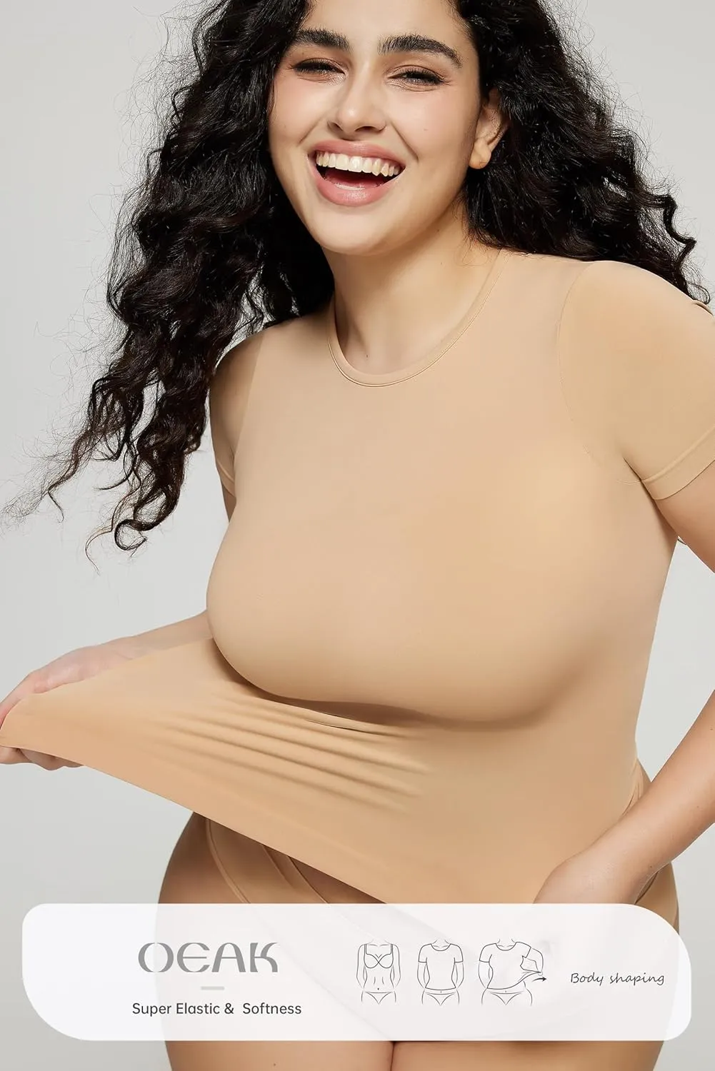 OEAK Womens T-Shirts Short Sleeve Shirts Crew Neck Basic Tees Soft Smoothing Seamless Tshirts Slim Fit Going Out Trendy Tops