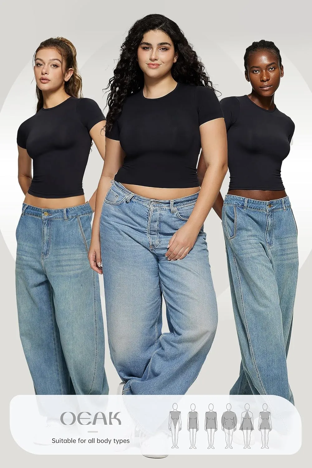 OEAK Womens T-Shirts Short Sleeve Shirts Crew Neck Basic Tees Soft Smoothing Seamless Tshirts Slim Fit Going Out Trendy Tops