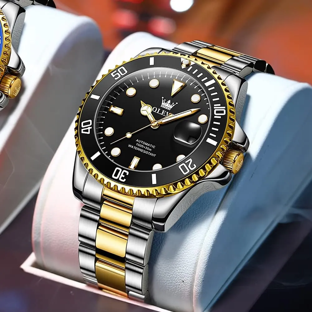 OLEVS Men Automatic Mechanical Watches Self Winding Luxury Stainless Steel Men Watch No Battery