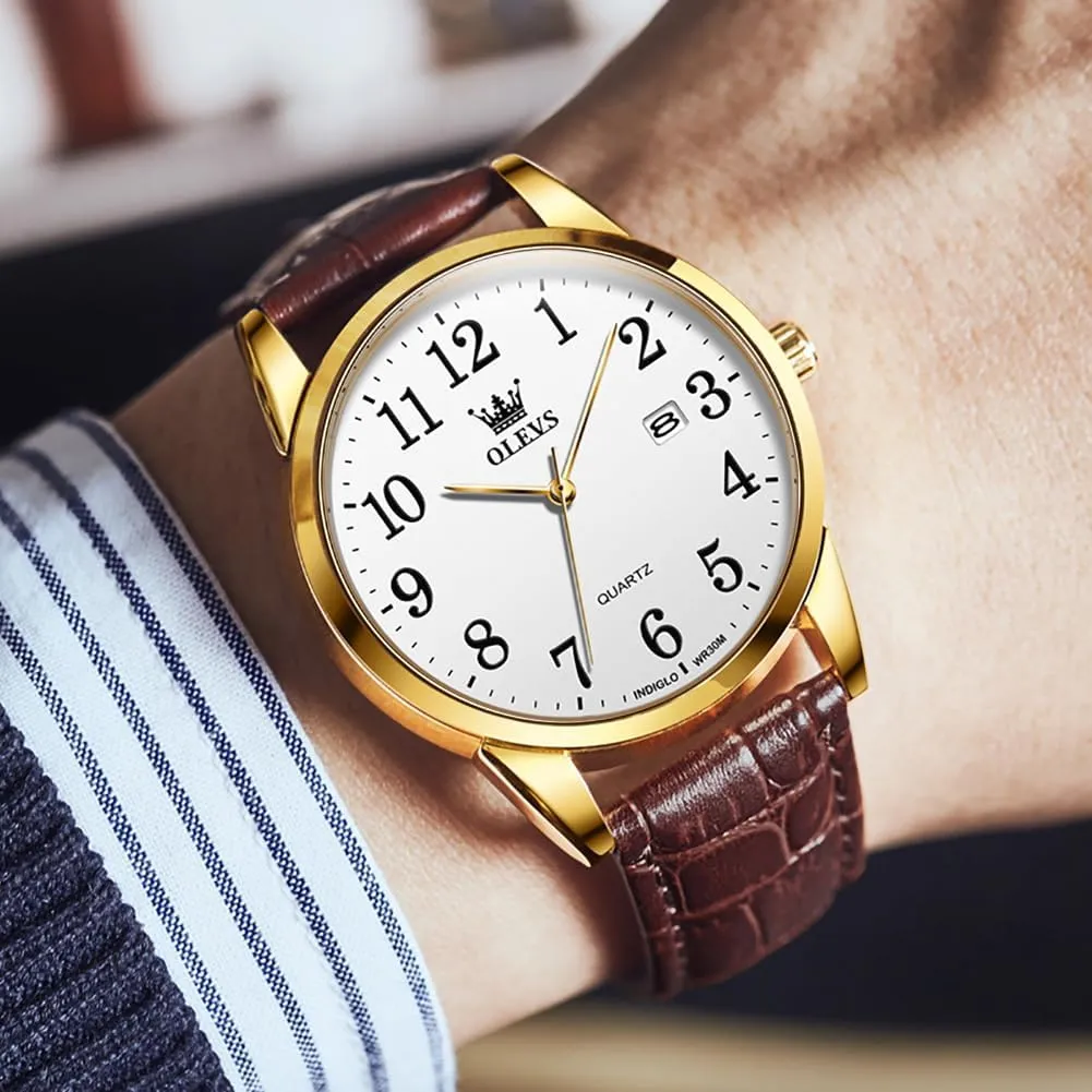 OLEVS Men's Watch,Classic Silver Watches for Men, Waterproof Stainless Steel Roman Numbers Men's Watch Easy to Read