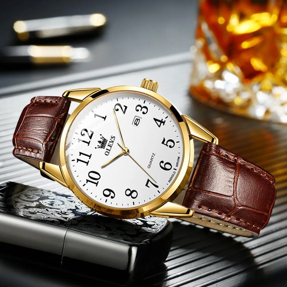 OLEVS Men's Watch,Classic Silver Watches for Men, Waterproof Stainless Steel Roman Numbers Men's Watch Easy to Read