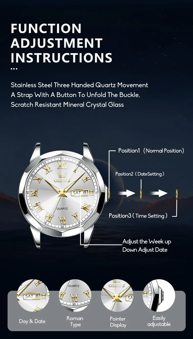 OLEVS Watches for Men Fashion Elegant Leather Band Men Watch Waterproof Quartz Analog Calendar Men's Wrist Watches Blue/White/Black