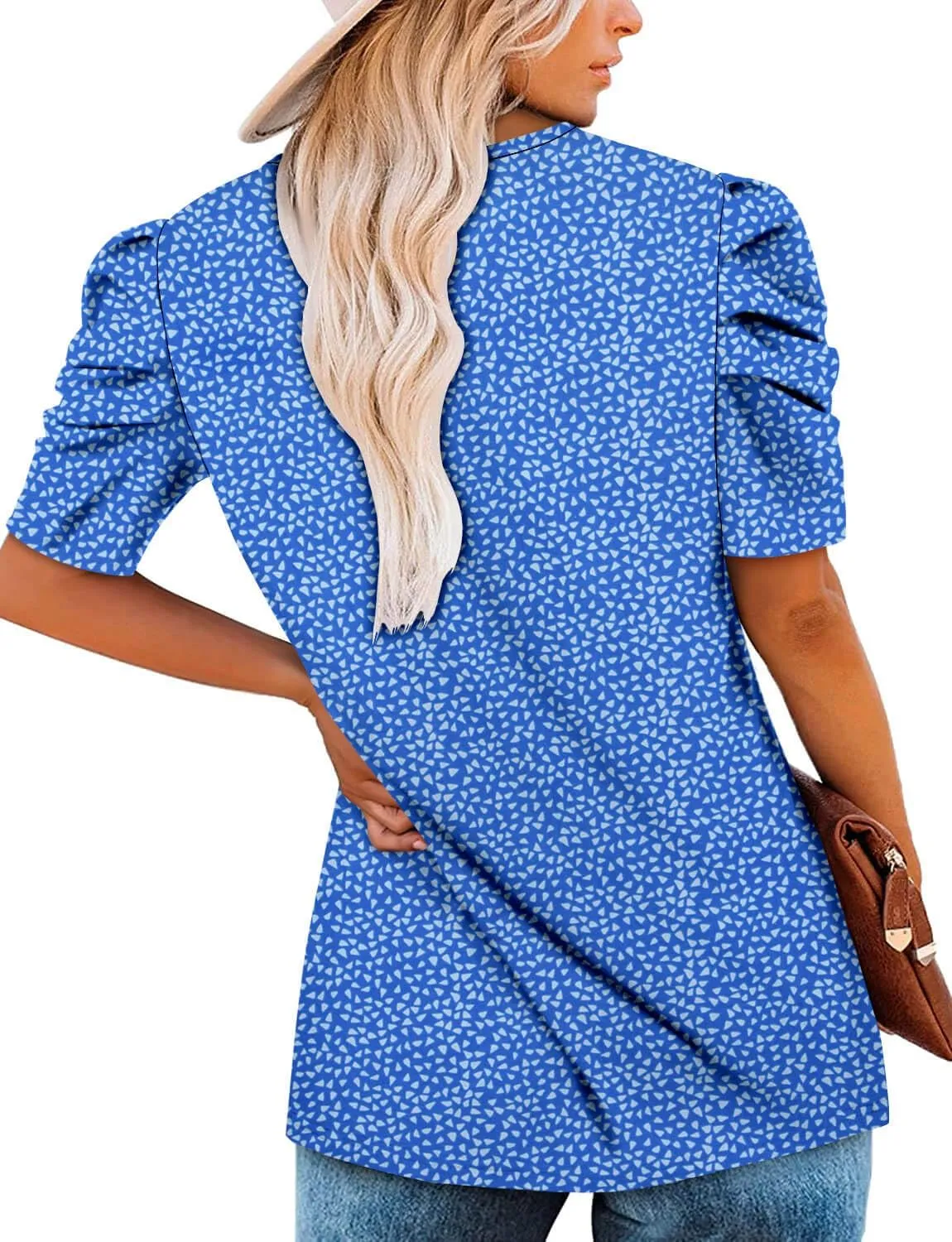 ONLYSHE Short Sleeve Shirts for Women Summer Tops Dressy Boho Blouses Crewneck Tunic Tops for Leggings S-3XL