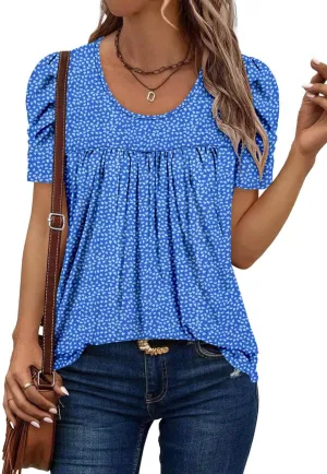 ONLYSHE Short Sleeve Shirts for Women Summer Tops Dressy Boho Blouses Crewneck Tunic Tops for Leggings S-3XL