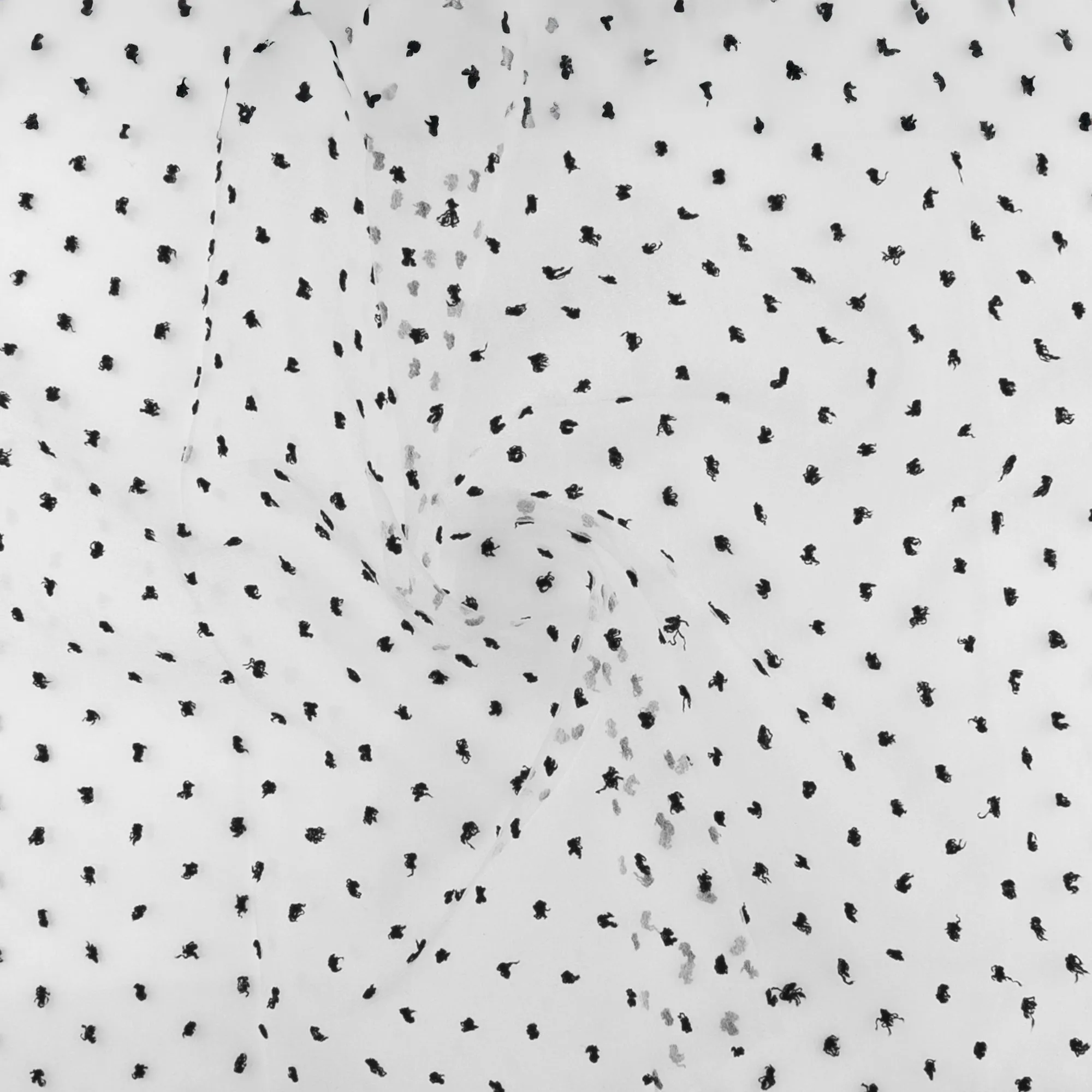 Organza with Embroidered Dot - DOTSY - White & Black