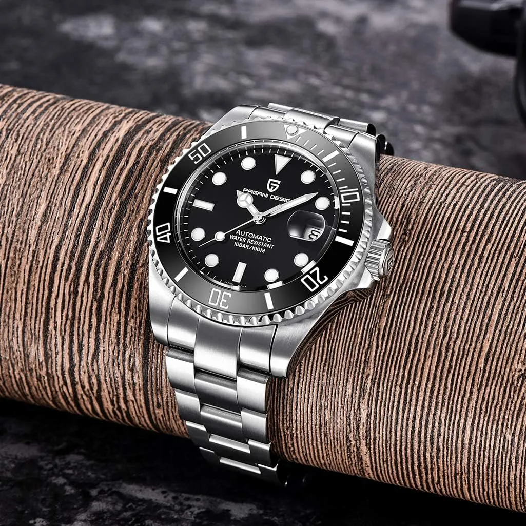 Pagani Design Elegant Men's Automatic Mechanical Watch 43MM Japanese NH35 Self-Winding Movement Ceramic Bezel Stainless Steel Waterproof Business Sport Wristwatch Date