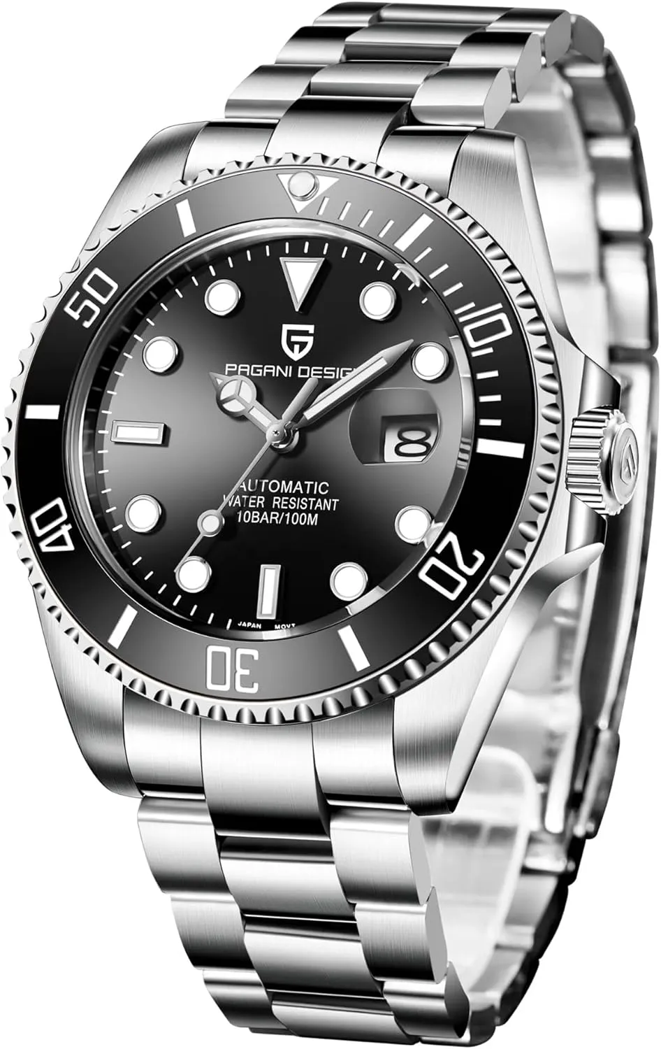Pagani Design Elegant Men's Automatic Mechanical Watch 43MM Japanese NH35 Self-Winding Movement Ceramic Bezel Stainless Steel Waterproof Business Sport Wristwatch Date