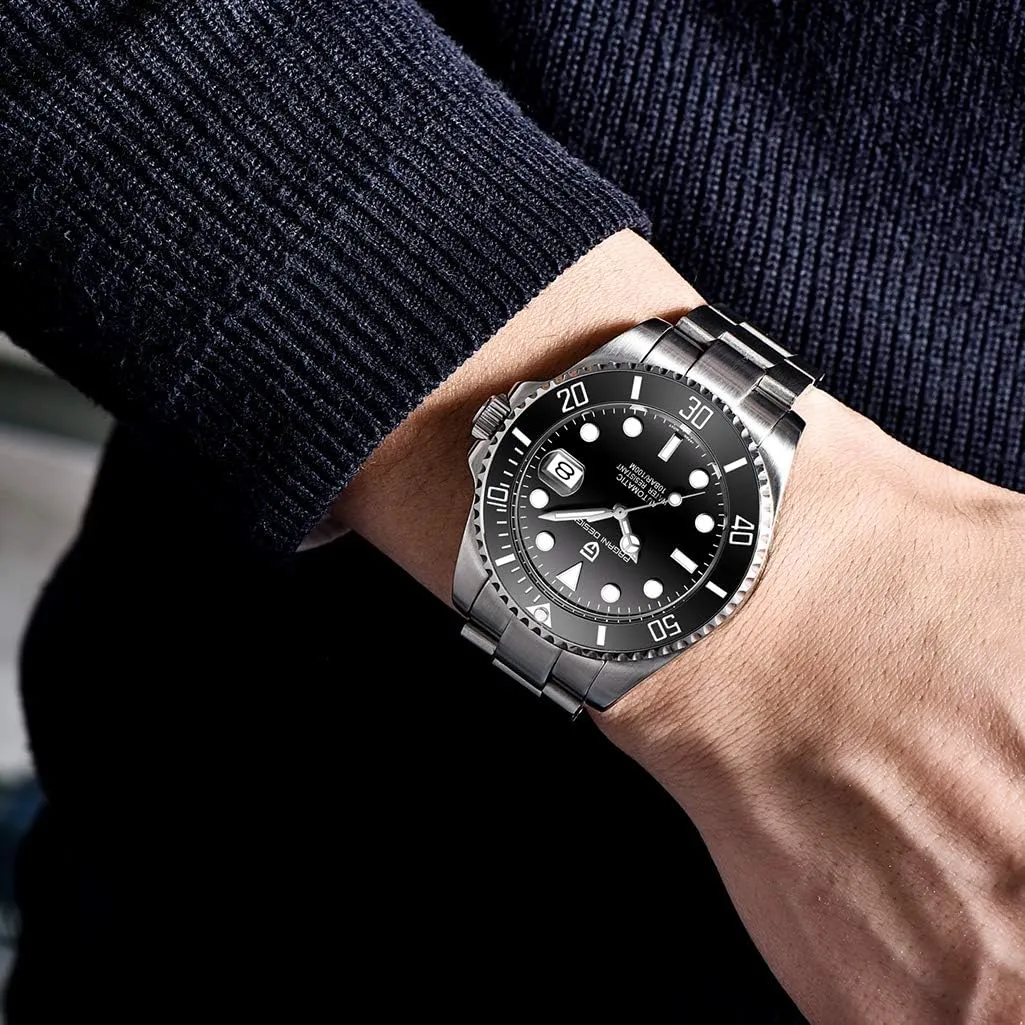 Pagani Design Elegant Men's Automatic Mechanical Watch 43MM Japanese NH35 Self-Winding Movement Ceramic Bezel Stainless Steel Waterproof Business Sport Wristwatch Date