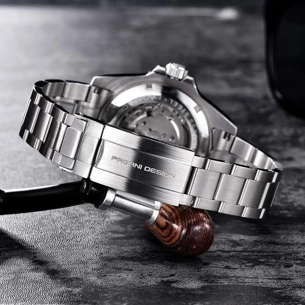 Pagani Design Elegant Men's Automatic Mechanical Watch 43MM Japanese NH35 Self-Winding Movement Ceramic Bezel Stainless Steel Waterproof Business Sport Wristwatch Date