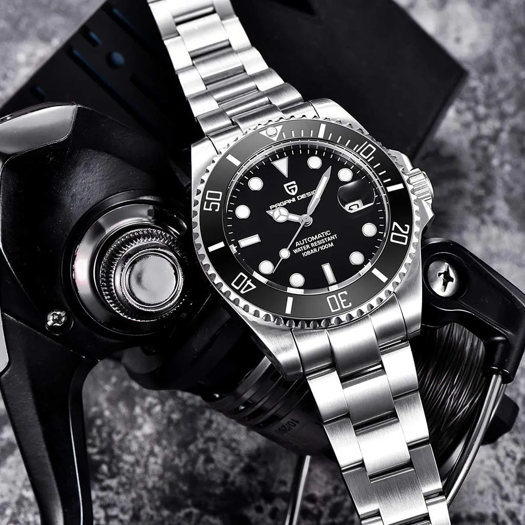 Pagani Design Elegant Men's Automatic Mechanical Watch 43MM Japanese NH35 Self-Winding Movement Ceramic Bezel Stainless Steel Waterproof Business Sport Wristwatch Date