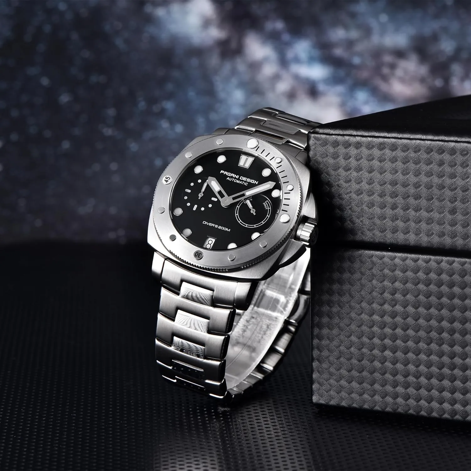 Pagani Design Men's Automatic Mechanical Watch Sports Diving Waterproof Nylon Band Men's Watch Automatic Calendar Sapphire Glass Watch