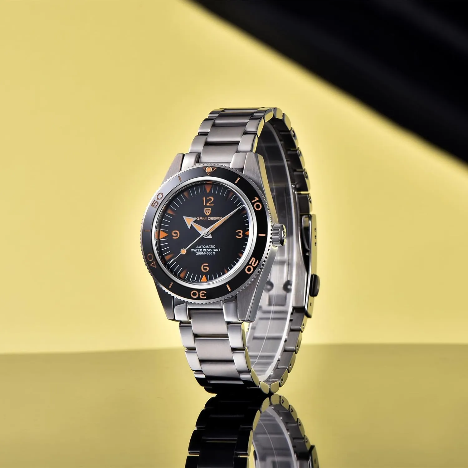 Pagani Design Watches Men Stainless Steel Automatic-self-Wind Mechanical Watch Classic Retro Sapphire Mirror 200m Waterproof Business Sports Wristwatches