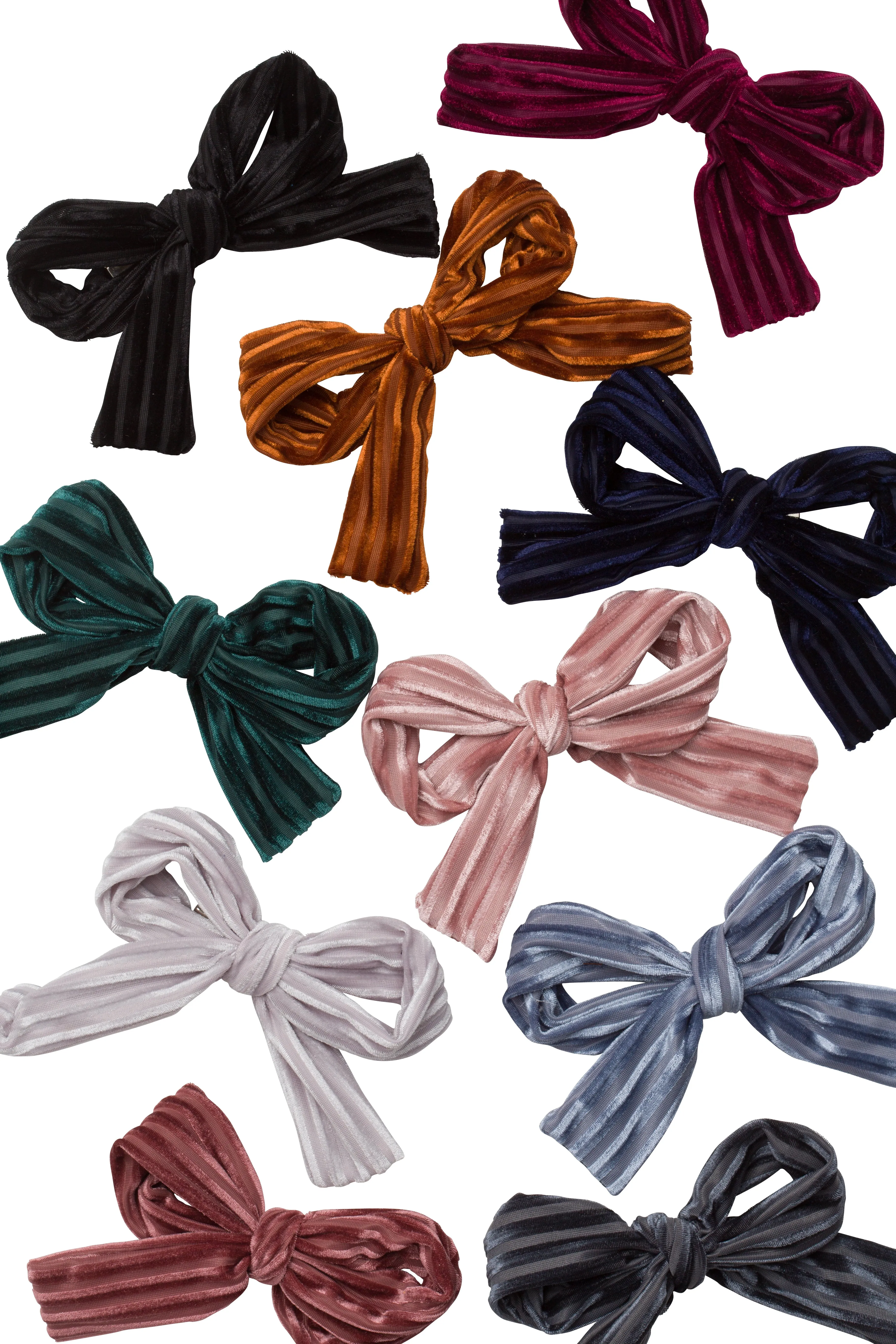 Party Bow Clip - Blue Velvet Stripe