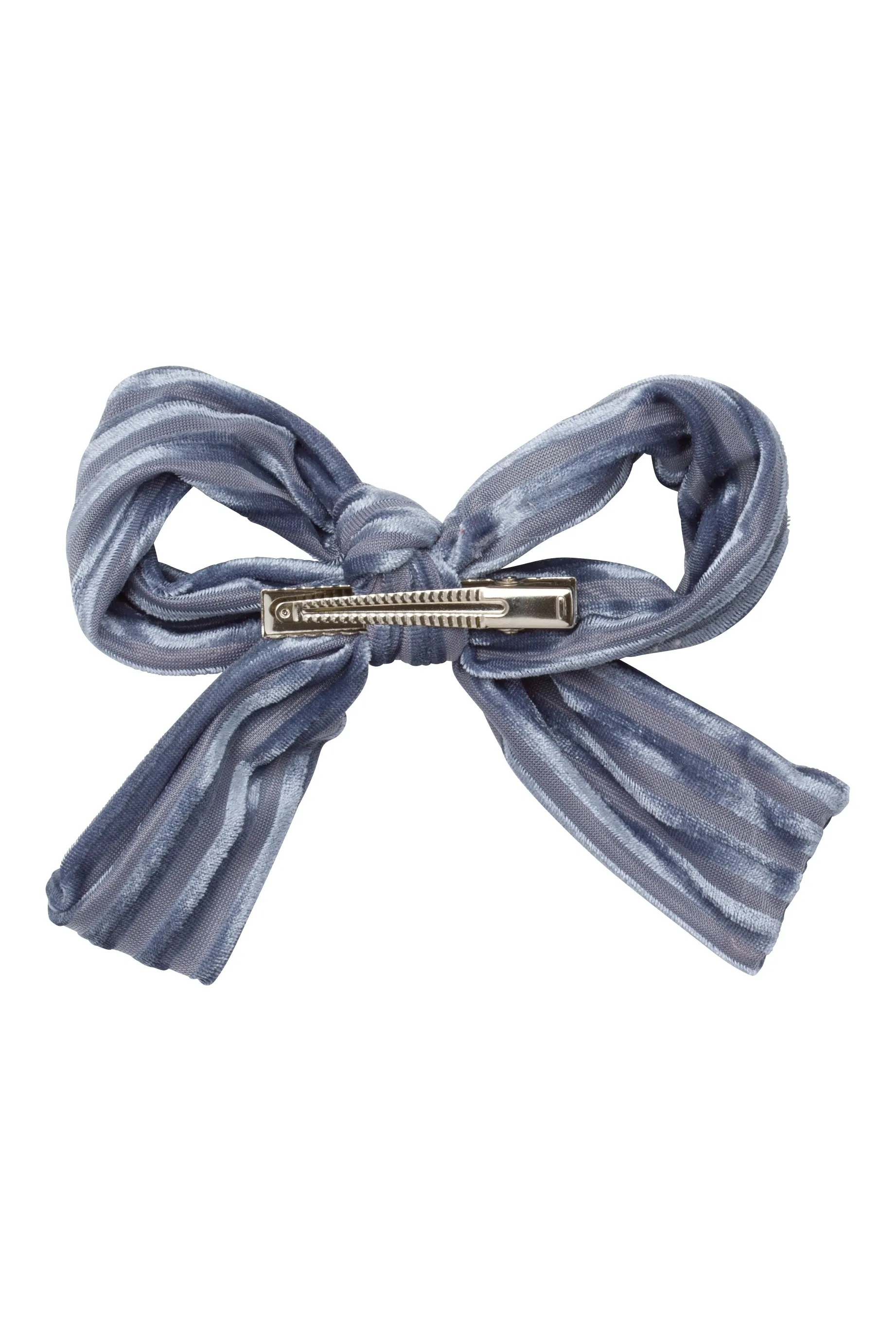 Party Bow Clip - Blue Velvet Stripe