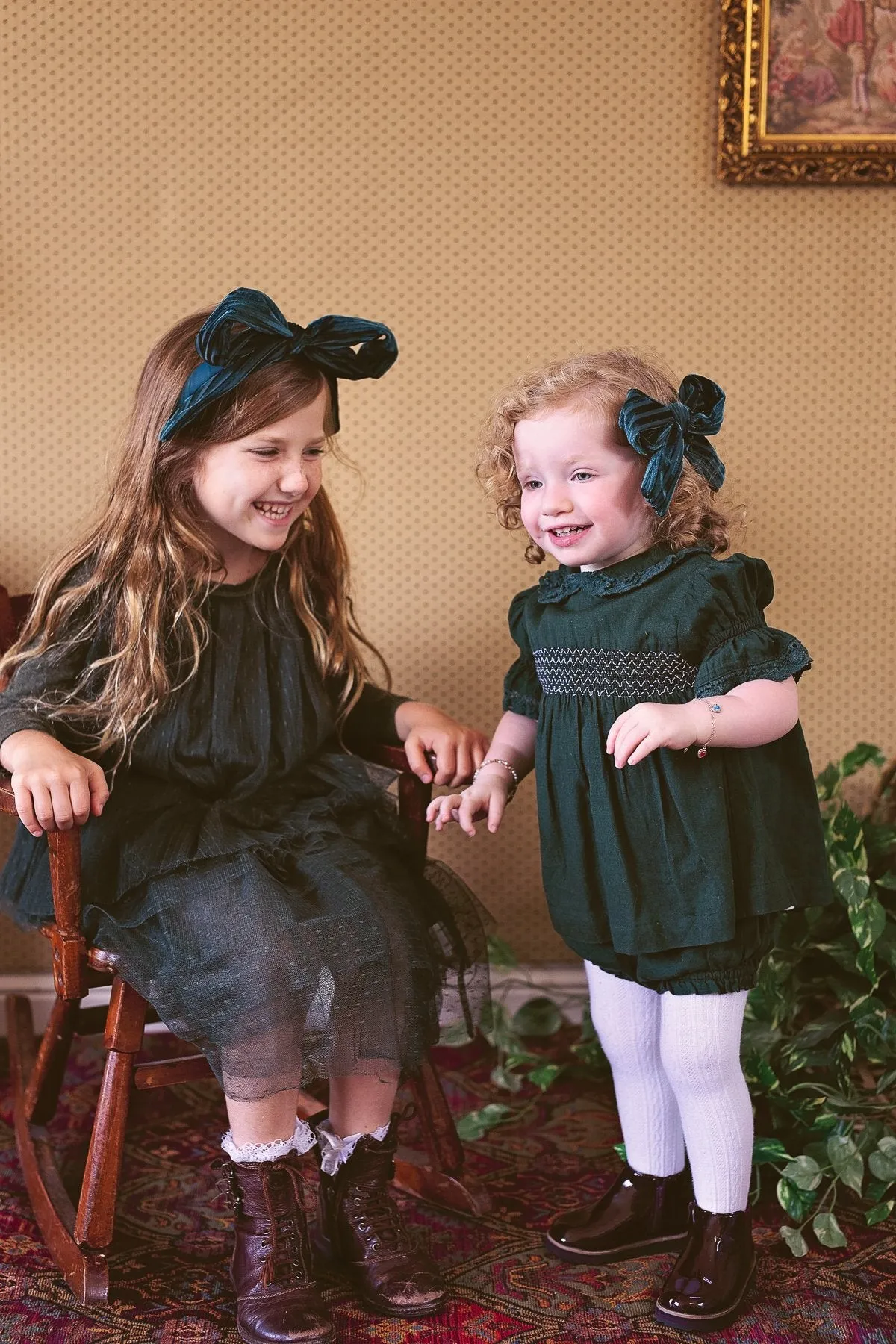 Party Bow Headband - Rust Velvet Stripe