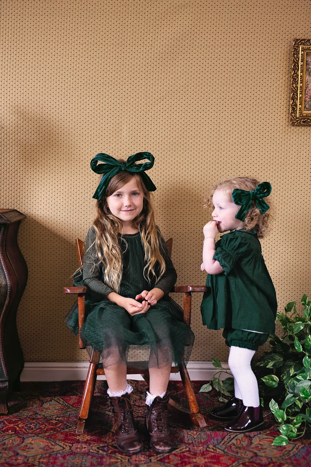 Party Bow Headband - Rust Velvet Stripe