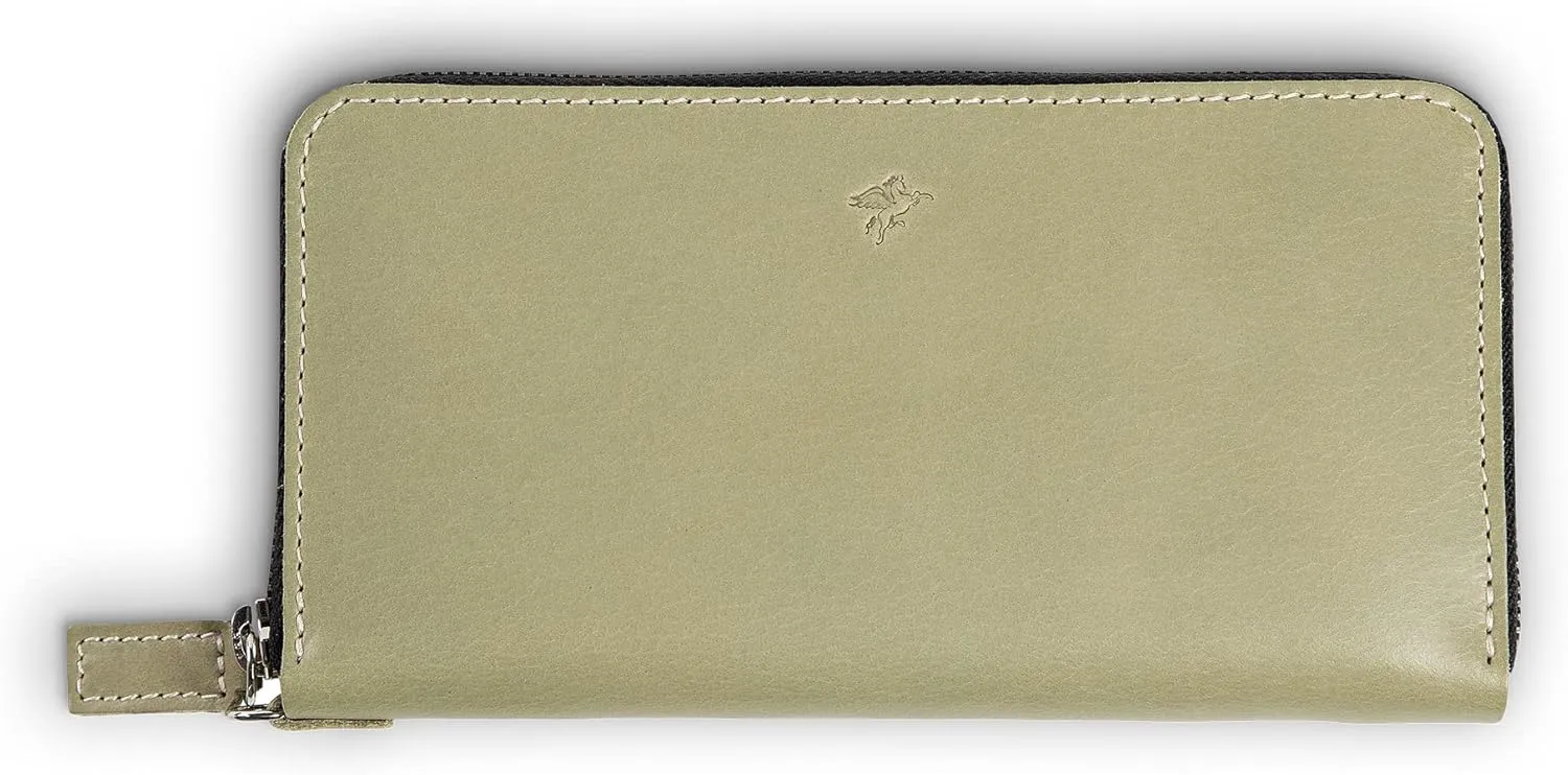 PEGAI Leather Large Capacity Wristlet Wallets For Women | Zip Around Full-Grain Phone Wallet | Clutch Purses for Women With Credit Card Holder, Coin Purse and Cash Slot | KARLA (Aqua)
