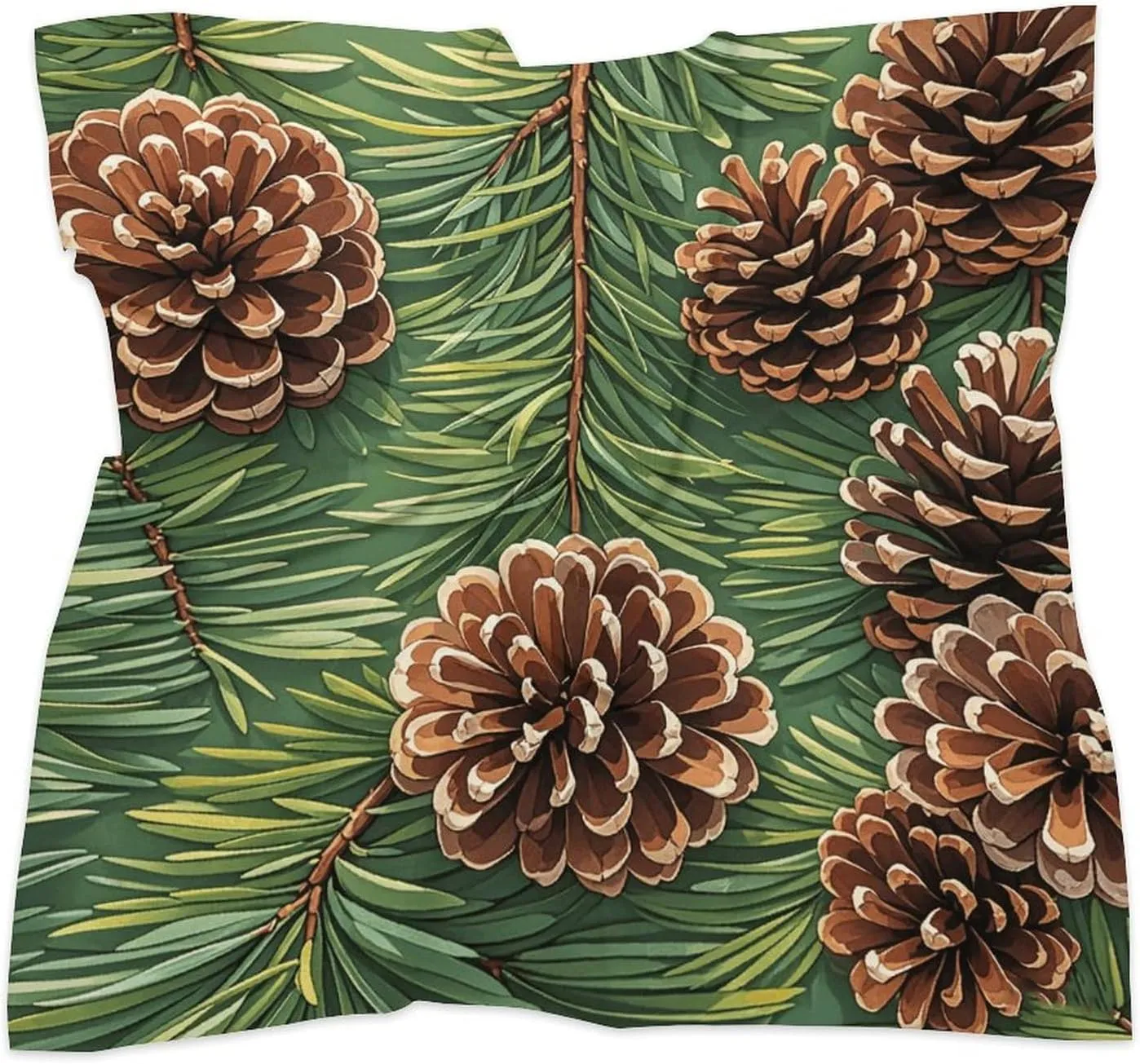 Pine Cone Border Head Scarf Like Silk Scarf Lightweight Fashion Satin Hair Bandanas for Women Boho Headscarf Hair Wrap Bandana Headband Handkerchief Silk Scarves for Bag Purse Neck 18 Inch