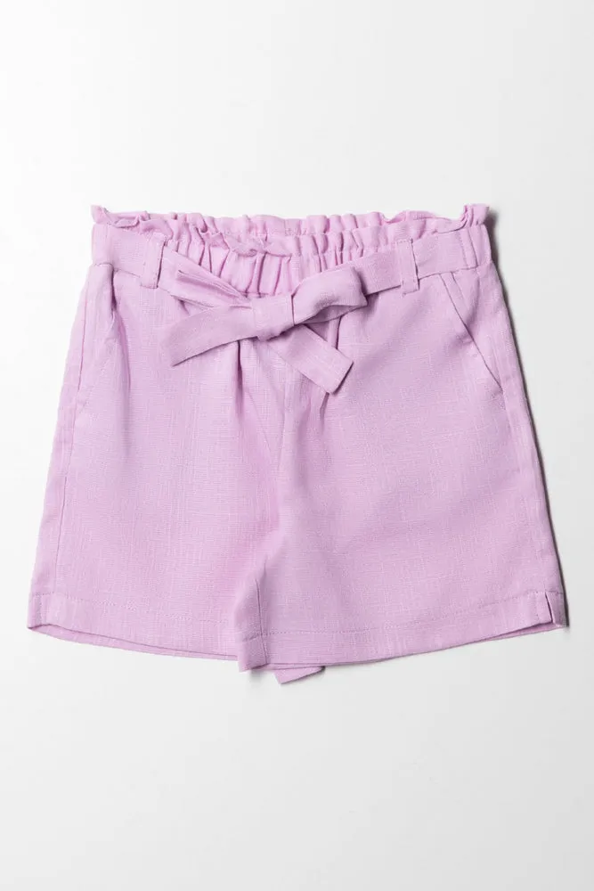 Plain Lilac Linen Short