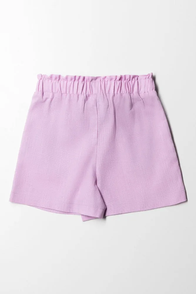 Plain Lilac Linen Short