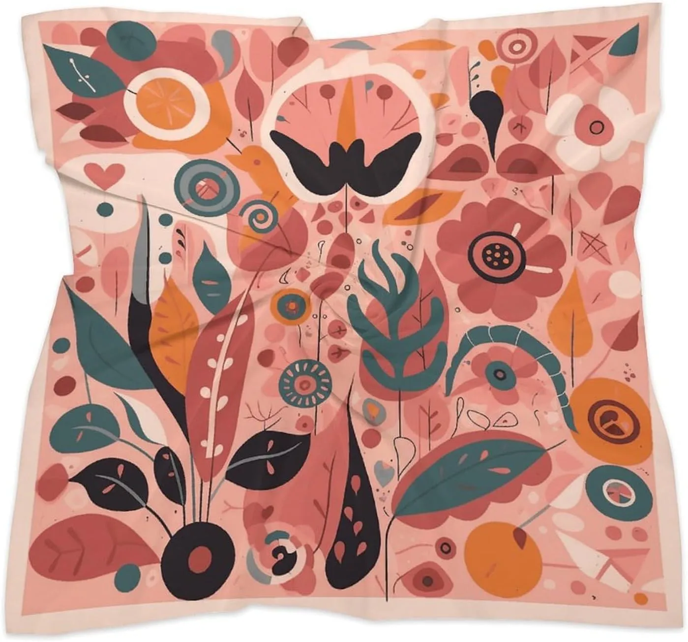 Plant Elements Pattern Head Scarf Like Silk Scarf Lightweight Fashion Satin Hair Bandanas for Women Boho Headscarf Hair Wrap Bandana Headband Handkerchief Silk Scarves for Bag Purse Neck 18 Inch