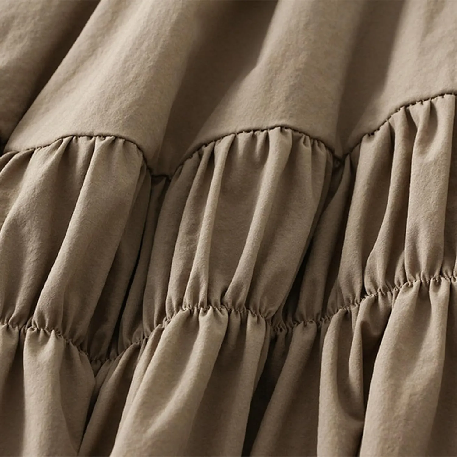 Pleated Skirt for Women with Pockets Midi Long Tiered A-Line Skirt High Waist All-Match Solid Color Long Skirts