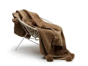 Pom Pom Blanket - Brown