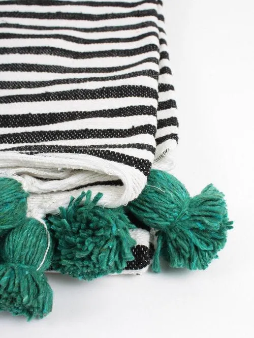 Pom Pom Blanket - Zebra Print