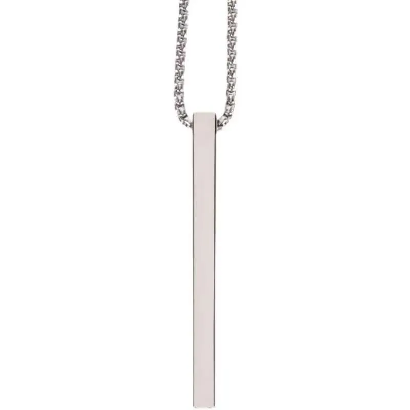 Portable Steel Needle Fashion Rectangle Pendant Necklace