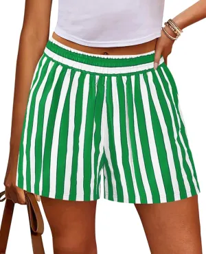 PRETTYGARDEN Boxer Shorts for Women 2025 Spring Striped PJ Y2K Casual Cotton Pajama Summer Lounge Sleep Bottoms with Pockets
