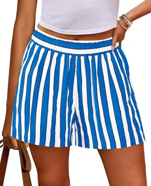PRETTYGARDEN Boxer Shorts for Women 2025 Spring Striped PJ Y2K Casual Cotton Pajama Summer Lounge Sleep Bottoms with Pockets