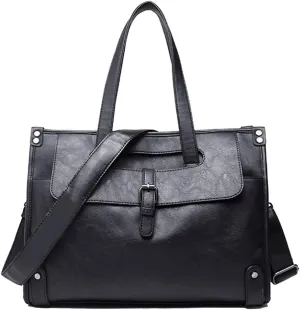 PU Leather Zipper Briefcase Convertible 14 Inch Messenger Bags Handbag Multifunction Men Business Work Shoulder Bag