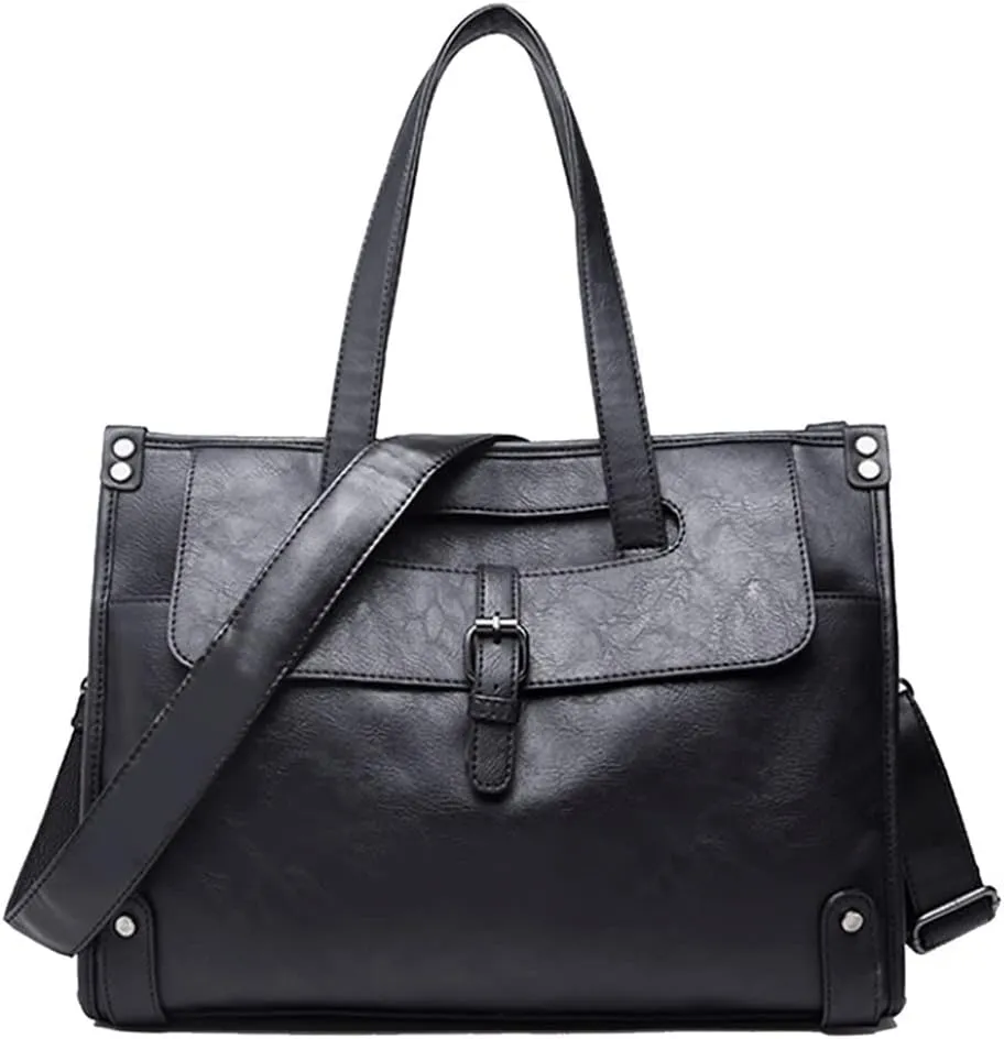 PU Leather Zipper Briefcase Convertible 14 Inch Messenger Bags Handbag Multifunction Men Business Work Shoulder Bag