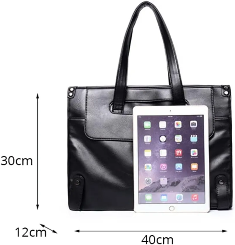 PU Leather Zipper Briefcase Convertible 14 Inch Messenger Bags Handbag Multifunction Men Business Work Shoulder Bag