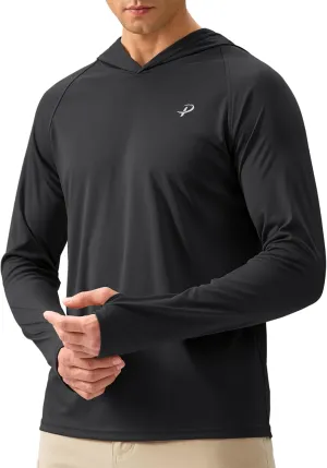 Pudolla Men's Sun Protection Hoodie Shirts UPF 50  Rash Guard SPF Long Sleeve Fishing Shirt for Men Swim Hiking Boating