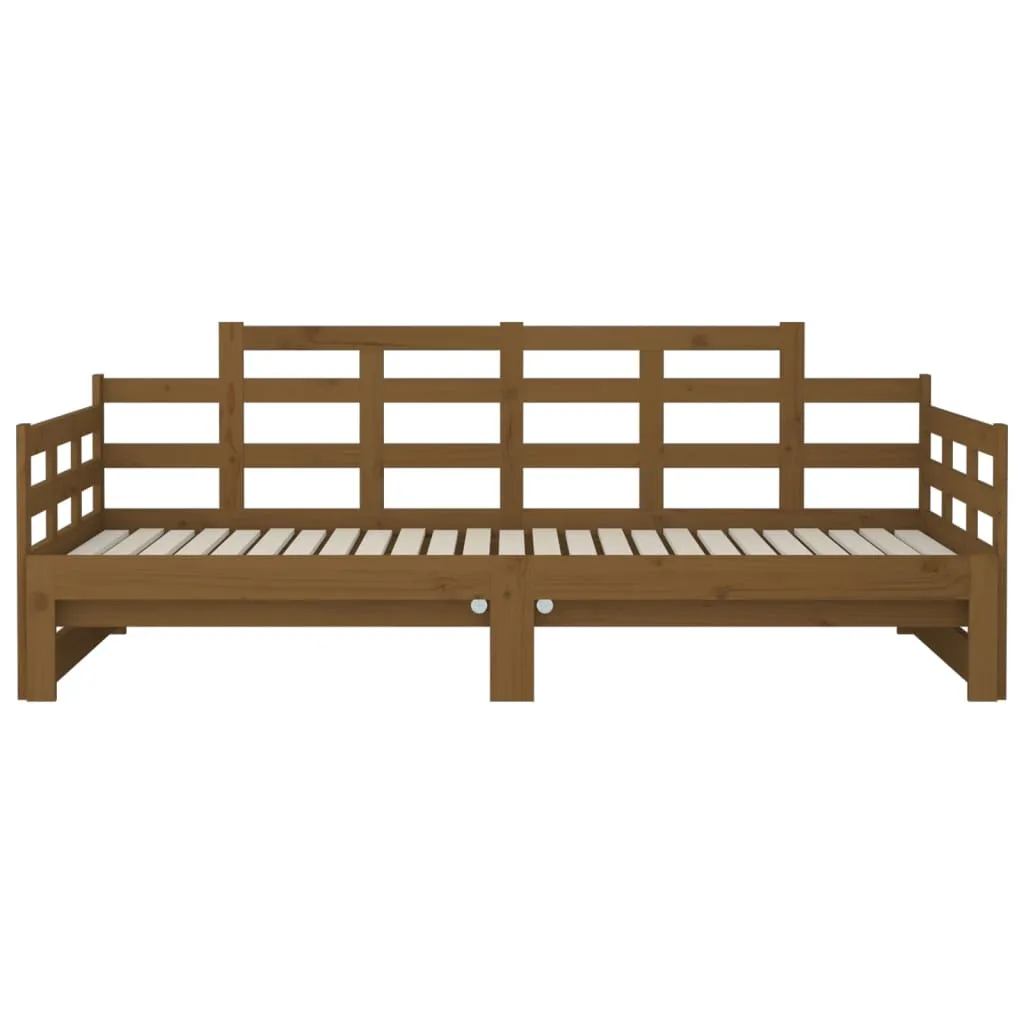 Pull-out Day Bed Honey Brown Solid Wood Pine 2x(90x190) cm