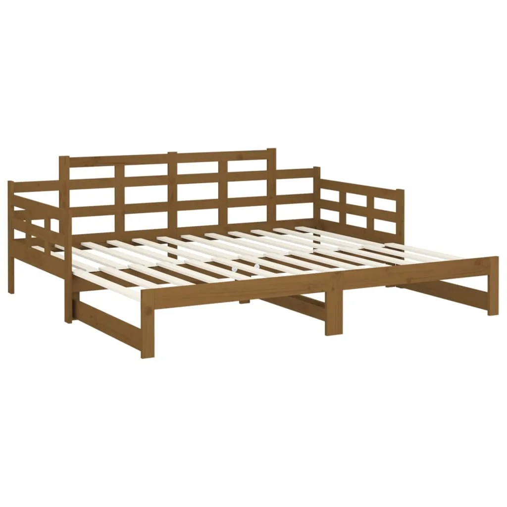 Pull-out Day Bed Honey Brown Solid Wood Pine 2x(90x190) cm