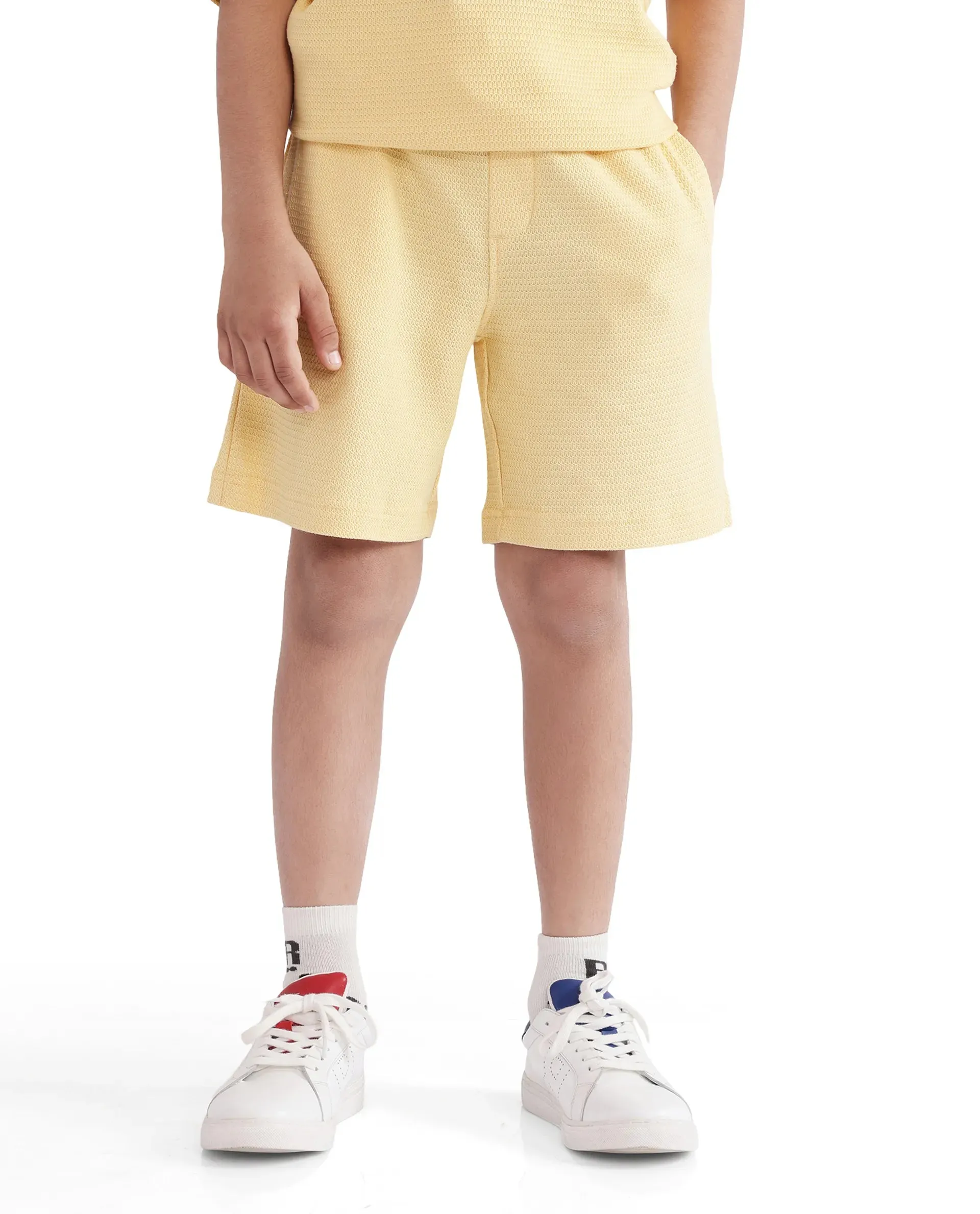 Rare Ones Kids Cole Pastel Yellow Cotton Solid Shorts