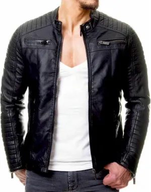 Real Leather Jacket Men Collar Winter Autumn Men Club Coat Long Jacket Stand Men's Coats Jackets Vintage Jacket Men