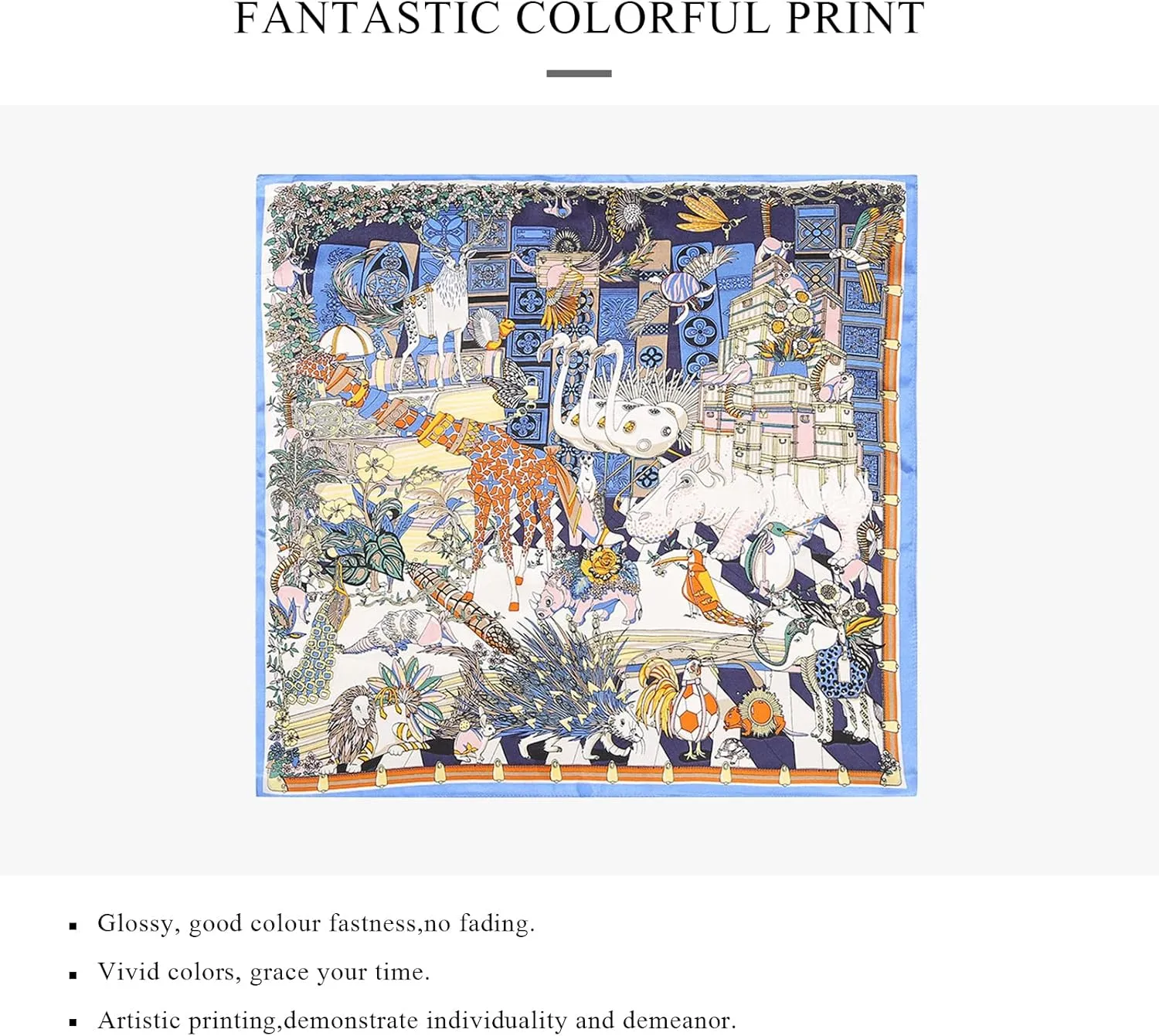 Retro Silk Scarves For Women Artistic Printed Square Scarf Romance Soft Satin Silk Neckerchief Headdress Hairband