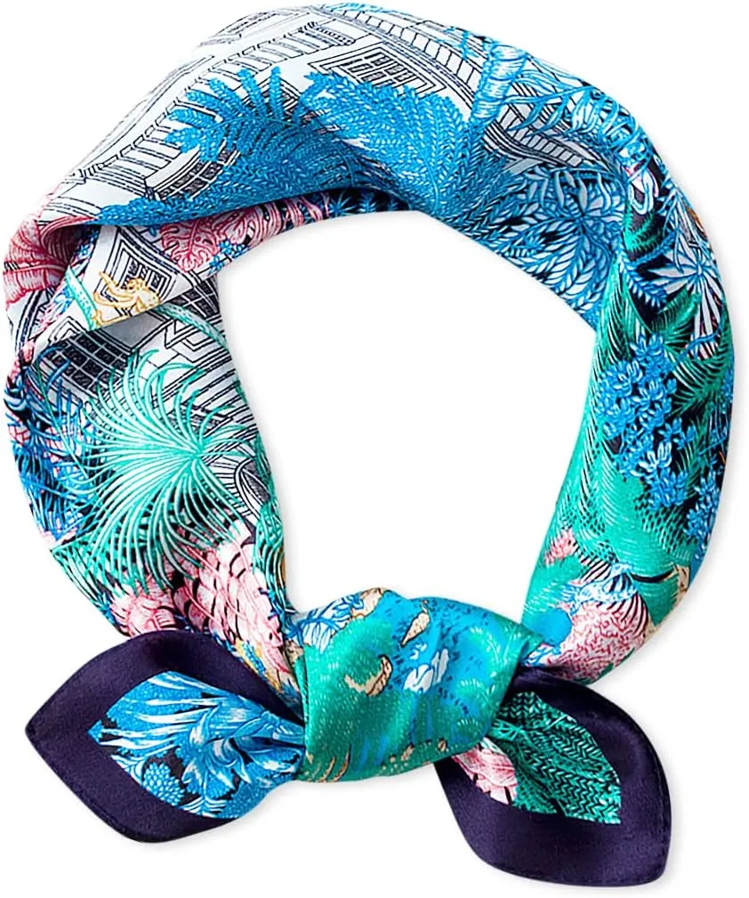 Retro Silk Scarves For Women Artistic Printed Square Scarf Romance Soft Satin Silk Neckerchief Headdress Hairband