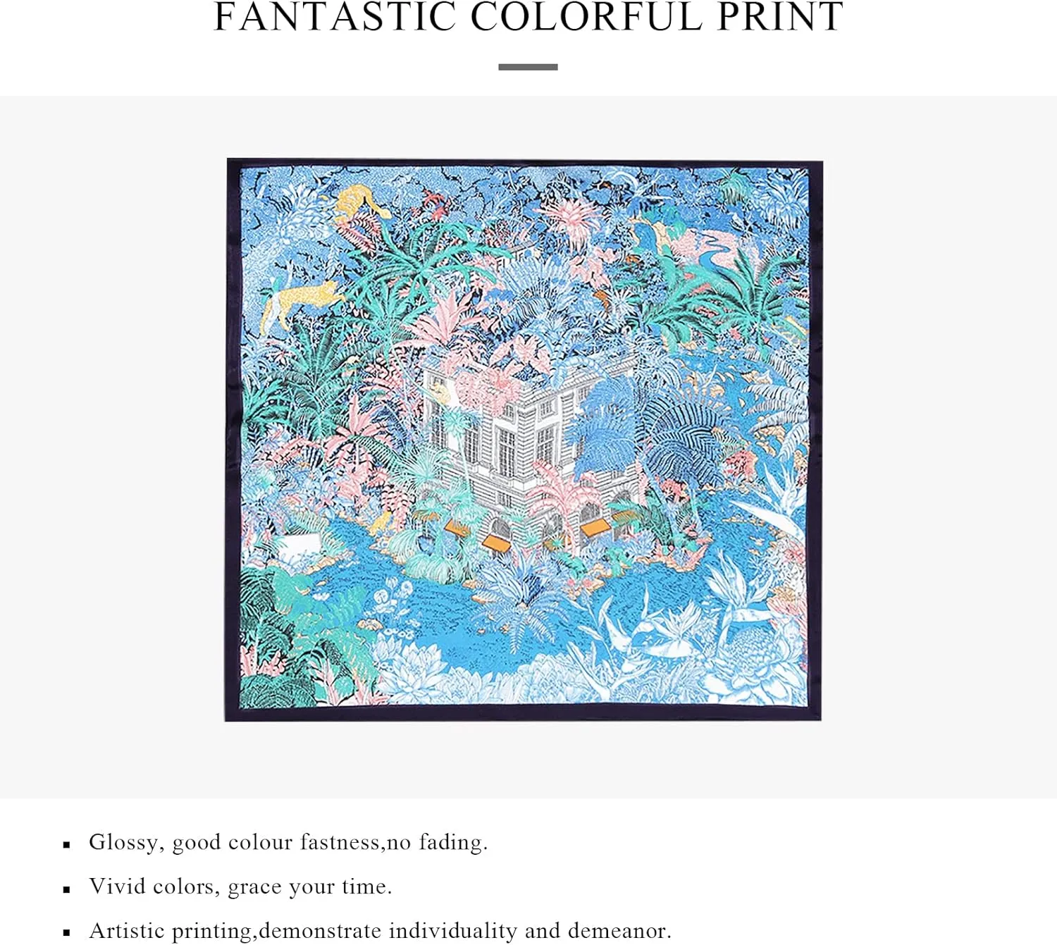 Retro Silk Scarves For Women Artistic Printed Square Scarf Romance Soft Satin Silk Neckerchief Headdress Hairband