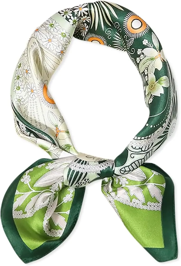 Retro Silk Scarves For Women Artistic Printed Square Scarf Romance Soft Satin Silk Neckerchief Headdress Hairband