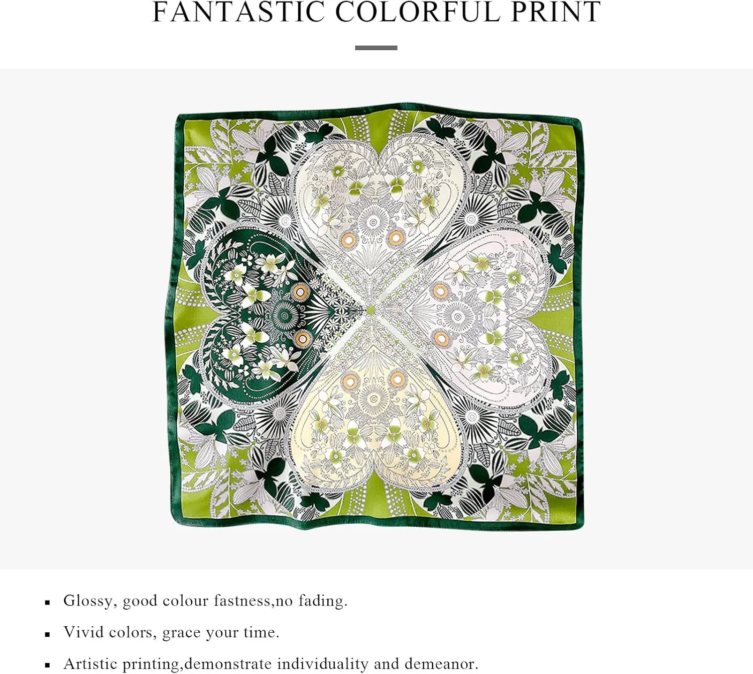 Retro Silk Scarves For Women Artistic Printed Square Scarf Romance Soft Satin Silk Neckerchief Headdress Hairband