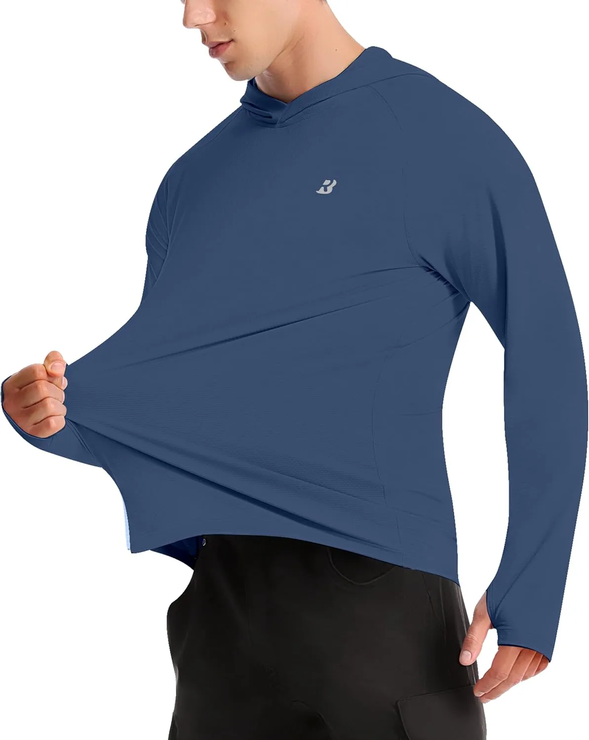 Roadbox UPF 50  Fishing Shirts for Men, Long Sleeve UV Protection Sun Hoodie, Swim Rash Guard for Hiking Running Workout