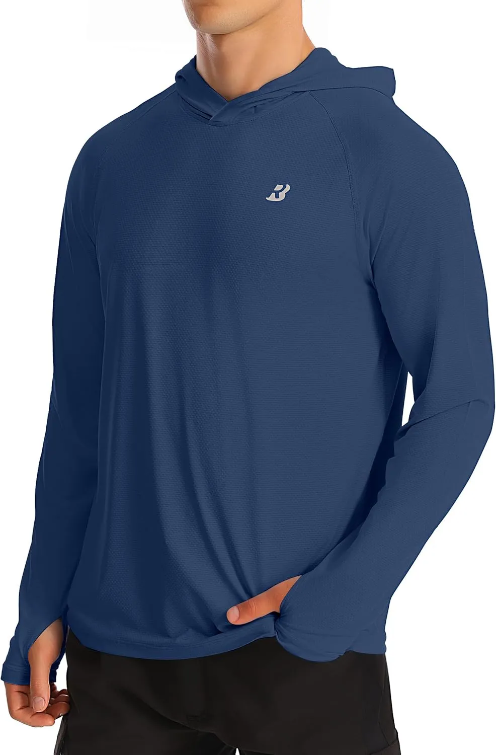 Roadbox UPF 50  Fishing Shirts for Men, Long Sleeve UV Protection Sun Hoodie, Swim Rash Guard for Hiking Running Workout