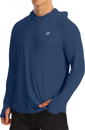 Roadbox UPF 50  Fishing Shirts for Men, Long Sleeve UV Protection Sun Hoodie, Swim Rash Guard for Hiking Running Workout