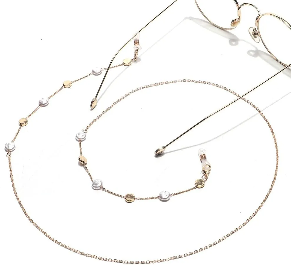 Round Pearl Gold Glasses Chain Necklace Sunglasses Anti-lost Anti-drop Glasses Rope Eye Lanyard
