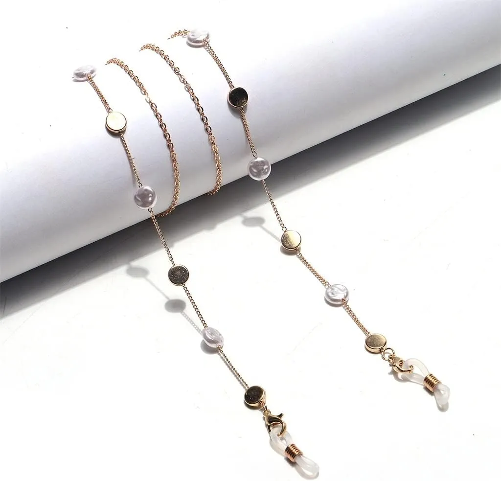 Round Pearl Gold Glasses Chain Necklace Sunglasses Anti-lost Anti-drop Glasses Rope Eye Lanyard